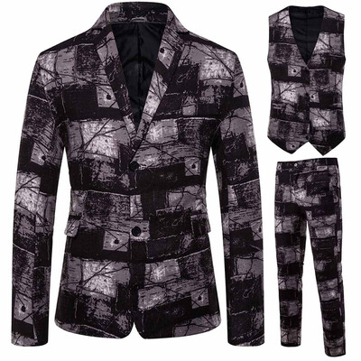 

Toponeto Mens Suit Slim Vintage Ethnic Style Party 3-Piece Jacket Coat & Pants&Vest
