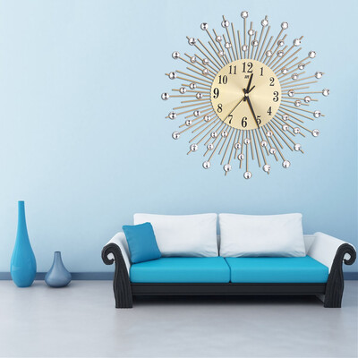 

Gobestart 3D Wall Clock Diamonds Non-Ticking Silent Dazzling Clock For Home Office