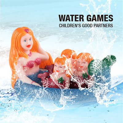 

YIWULAShrilling Rubber Cute Sea Mermaid Family Bathtub Pals Floating Bath Tub Toy