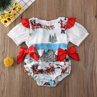 

2PCS Toddler Baby Girl Christmas Clothes Santa Romper Jumpsuit Outfits Xmas Gift