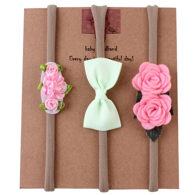 

3Pcs Baby Headwear Cute Girls Floral Bowknot Print Headband Headwear Apparel Photography Prop Party Gift