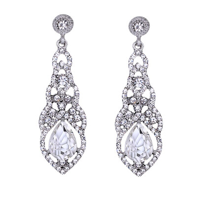 

Women Charm Rhinestone Bridal Water Drop Earrings Wedding Crystal Stud Earrings
