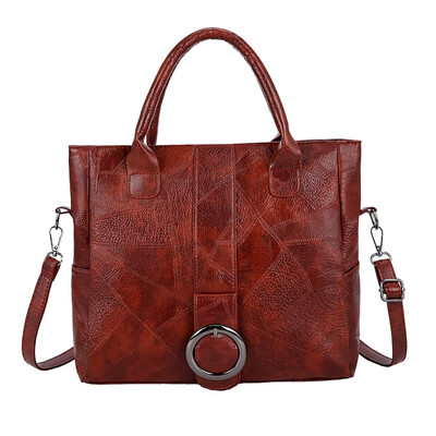 

Tailored Fashion Womens Solid Color Large Capacity Zipper Leather Shoulder Bag Handbag