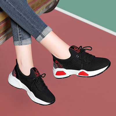 

Lycra Kington LAIKAJINDUN Fashion Wild Korean Womens Flat with Low Help Belt Color Matching Casual Running Shoes 6622 Black 39