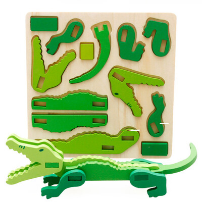 

Gotoamei Montessori Mini 3D Puzzle Kids Educational Funny Toy Wooden Colorful Jigsaw Gift