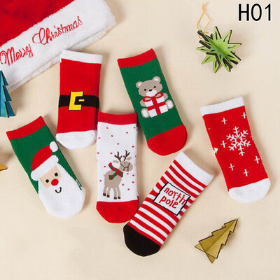 

Santa Unisex Baby Cartoon Pattern Soft Comfortable Cotton Blend Christmas Present Festival Clothing Socks