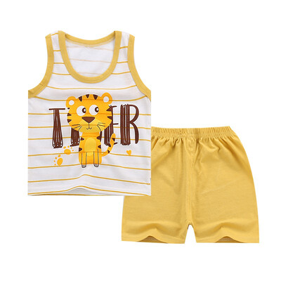

WEIXINBY Summer Children Vest T-shirt Shorts Pant Suit Boys Girls Clothing Suit Baby Soft Cotton Clothes Newborn Kids Set 2Pcs