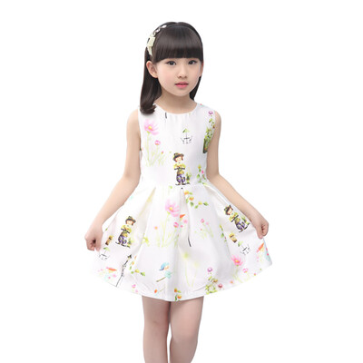 

Summer Girl Dress Children Cotton Sleeveless Dresses Cartoon Print Kids Dress for Girls Fashion Girls Clothing Princess Pageant