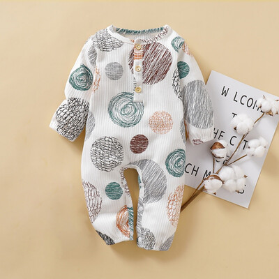 

Autumn Baby Boy Casual Cartoon Floral Print Romper Infant Long Sleeve Children Bodysuit Jumpsuit Outfits