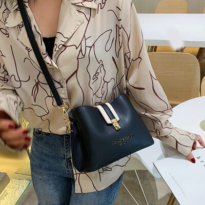 

Bags For Women 2019 PU Fashionable Personalized Bucket Bag All-match Letter Printed Crossbody Bag