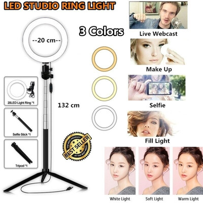 

New Fashion LED Studio Ring Light Camera Phone Video Dimmable Lamp Light TripodFor SelfieLive ShowFill Light It is for you