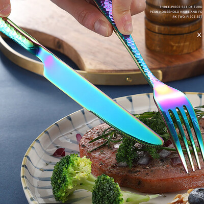 

Toponeto 5PCS Stainless Steel Upscale Dinnerware Flatware Cutlery Fork Spoon Teaspoon BK