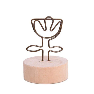 

Toponeto Rustic Real Wooden Base Place Card Holders Iron Wire Picture Picks Clip