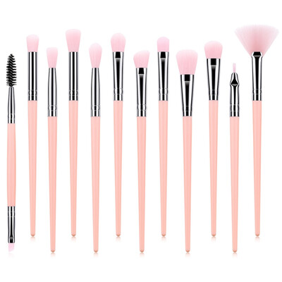 

12pcs Eye Makeup Brushes Eyeshadow Brush Eyebrow Eyeliner Eyelash Comb Fan Brush Kit Set