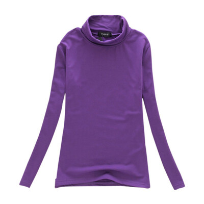 

Multi-colors Autumn Winter Women Tops Long Sleeve Turtleneck Women T-shirt Solid Stretch Tops Women Silm Bottoming Shirt Tops W4
