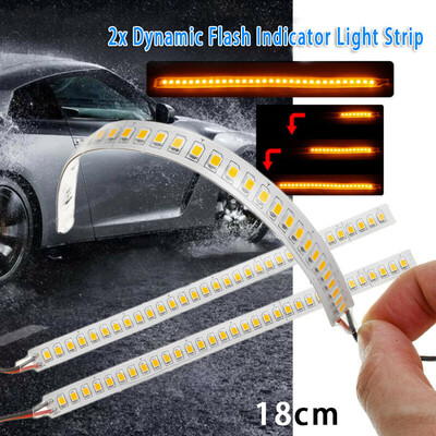 

Pair 18cm 32 LED Amber Car Rear Mirrors Flexible Flowing Turn Signal Light Strip