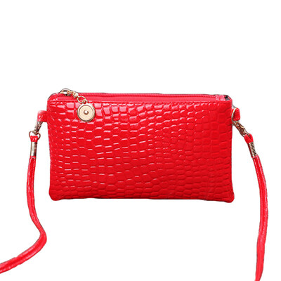 

Crocodiles Pattern Solid Color Faux Leather Lady Crossbody Sling Bag Phone Holder