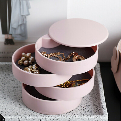 

JPGIF Jewelry Storage Box 4-Layer Rotatable Jewelry Accessory Storage Tray with Lid