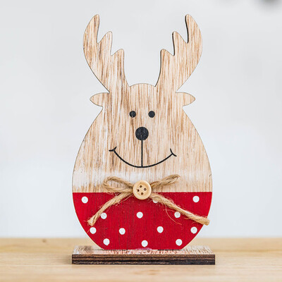 

Toponeto Christmas Wooden Cute Elk Desktop Decoration Home Party Ornaments Xmas Gifts
