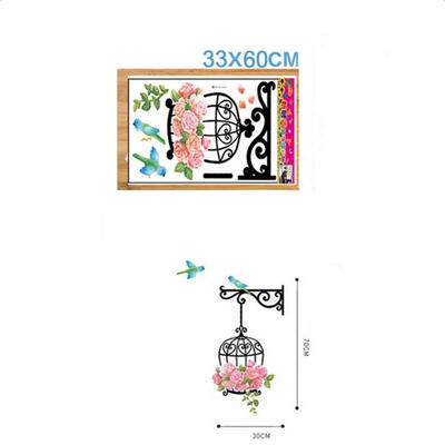 

Home Creative Roses Bird Cage Flowers Vines PVC Art Wall Stickers Home Decoration For Refrigerator Kids Room Decoration