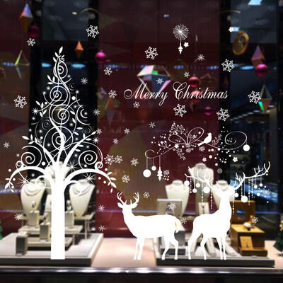 

Merry Christmas Removable DIY Wall Stickers Shop Window Stickers Noel Christmas Decorations for Home Natal New Year Decoration