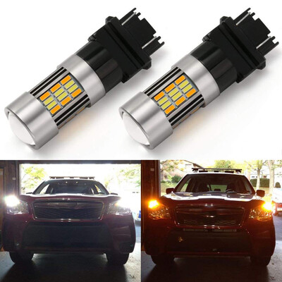 

2Pcs 3157 WhiteAmber Switchback Car Bulb 62-SMD for Daytime Running Light Parking Light Turn Signal Blinkers