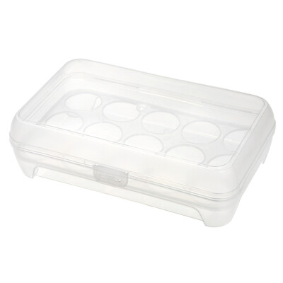

15-Egg Tray Holder Kitchen Refrigerator Egg Storage Organizer Container with Lid--Transparent
