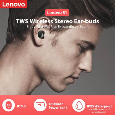 

Lenovo S1 TWS BT 50 IPX5 Waterproof Earphone True Wireless Stereo Earbud 1800mAh Headset for Phone HD Communication Portable