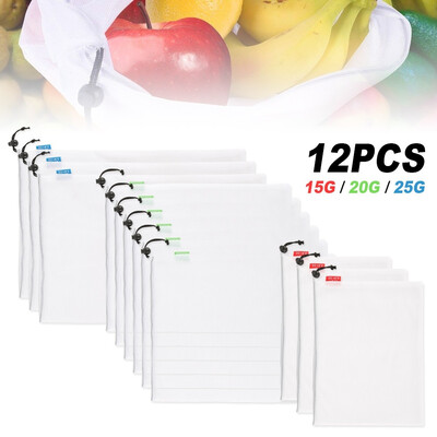 

Willstar 12pcs reusable mesh produce bags washable Eco-Friendly vegetable toy mesh bag grocery storage
