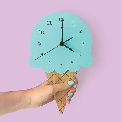 

Nordic Cartoon Ice Cream Clocks Home Decor Mute Kids Room Wall Decoration Cute Christmas Baby Best Ornament Gifts
