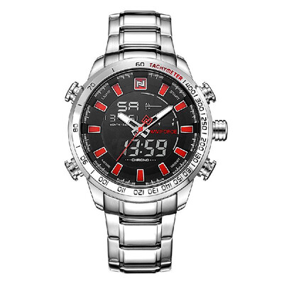 

NAVIFORCE Luxury Dual Display Digital Quartz Men Watch Stainless Steel Luminous Sports Watch Chronograph Water-Proof Man Clock G
