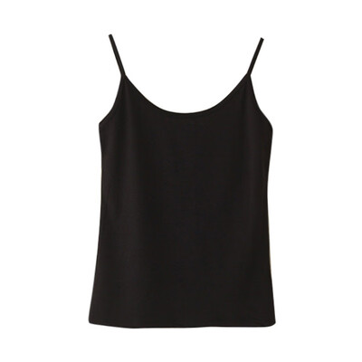 

Women Basic Camis Summer Sleeveless Top Satin Candy Color Black White Bottoming Shirt