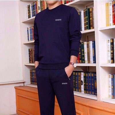 

Toponeto New Mens Autumn Suit Pure Color Comfortable Long-Sleeved Trousers Suit
