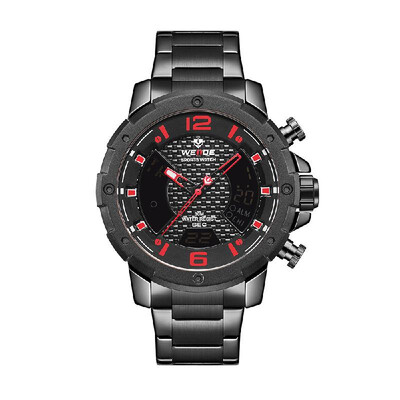 

WEIDE WH8504 Dual Display Two Movement Digital Quartz Men Watch 3ATM Waterproof Business Sports Luminous Watch Dual Time Zone Alar