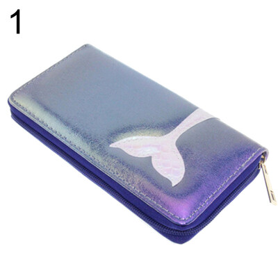 

Fashion Laser Faux Leather Long Wallet Lady Zipper Clutch Card Holder Purse
