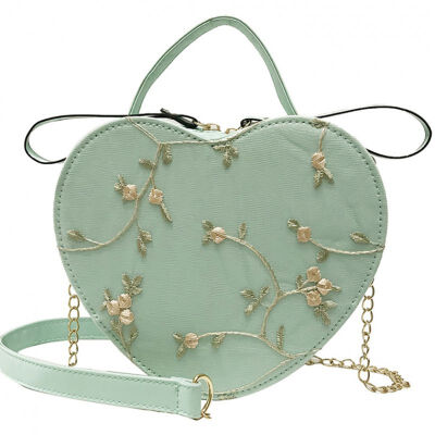 

Bags for women 2019 Heart-Shaped Flower Embroidered Pu Leather Versatile Chic Chain Casual Messenger Shoulder Bag