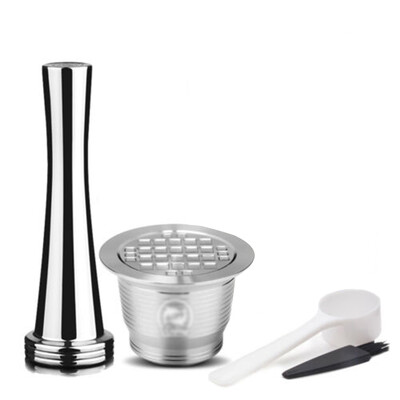 

Stainless Steel Refillable Reusable Coffee Capsule Pod With Accessories 4pcs