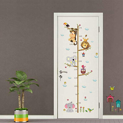 

Lovely Animals On Tree Branch Growth Chart Wall Stickers Kids Room Decoration Children Height Measure DIY Home Decals