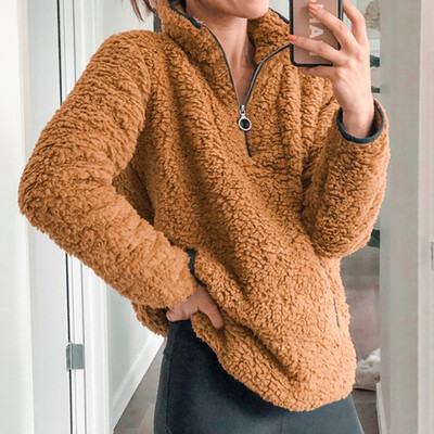 

Gobestart Women Warm Winter Top Zipper Sweatshirt Ladies Pullover Jumper Blouse Outwear