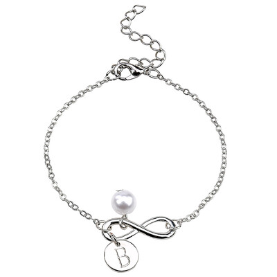 

Fashion Simple Personality 26 Letters Pendant Silver Beach Bracelet Fashion Girls Jewellery Hot Gift