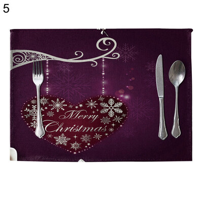 

Christmas Fashion Dining Table Linen Heat Insulation Mat Placemat Kitchen Decor