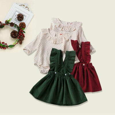 

UK STOCK Toddler Baby Girls Dotted Romper Tops Strap Dress Cottom Clothes 3-24M