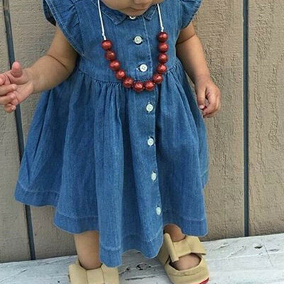 

Toddler Kids Baby Girl Clothes Denim Dress Ruffle Princess Sundress Summer