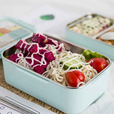 

Lunch Box Japanese-style Stainless Steel Insulated Lunch Box Double-layer Rectangular Lunch Box Partition Bento Box