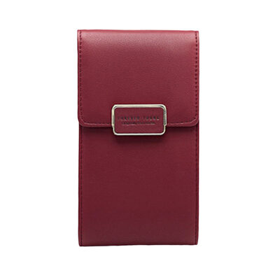 

Women Solid Color Letter Print Faux Leather Crossbody Shoulder Bag Phone Holder