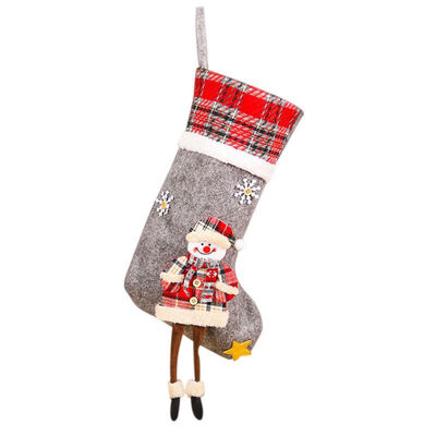 

3D Doll Decor Christmas Stockings Candy Socks Gift Holder Bag With Hanging Loops Xmas Tree Fireplace Seasonal Decorations