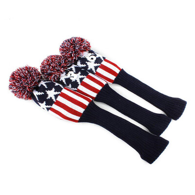 

3Pcs Golf Wooden Club Cover Knitted Club Headcover Protectors Golf Accessories