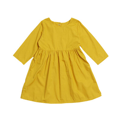

New Spring Autumn Baby Girl Dress Children Girls Clothes Solid Color Long Sleeve Princess Dress Kids Clothing 1-5Y