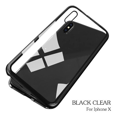 

Magneto Magnetic Adsorption Case Clear Tempered Glass Red Clear i-phone XR