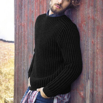 

Mens Crew Neck Long Sleeve Chunky Cable Knit Jumper Pullover Winter Sweater Top